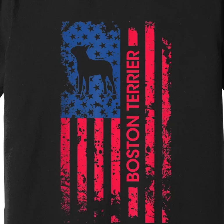 Boston Terrier Dog Patriotic American Flag 4th Of July Premium T-Shirt