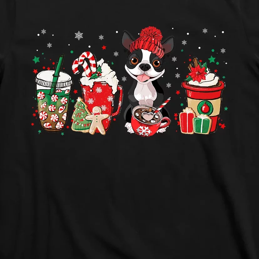 Boston Terrier Dog Lover Merry Christmas Xmas Holiday T-Shirt