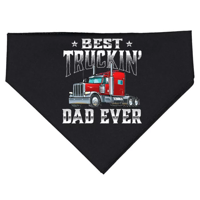 Best Truckin' Dad Trucker Semi Truck Driver Big Rig USA-Made Doggie Bandana