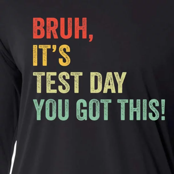 Bruh Test Day Teacher Starr Testing Rock The Test Retro Cooling Performance Long Sleeve Crew