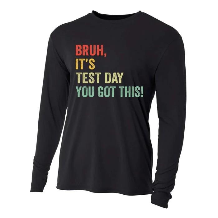 Bruh Test Day Teacher Starr Testing Rock The Test Retro Cooling Performance Long Sleeve Crew