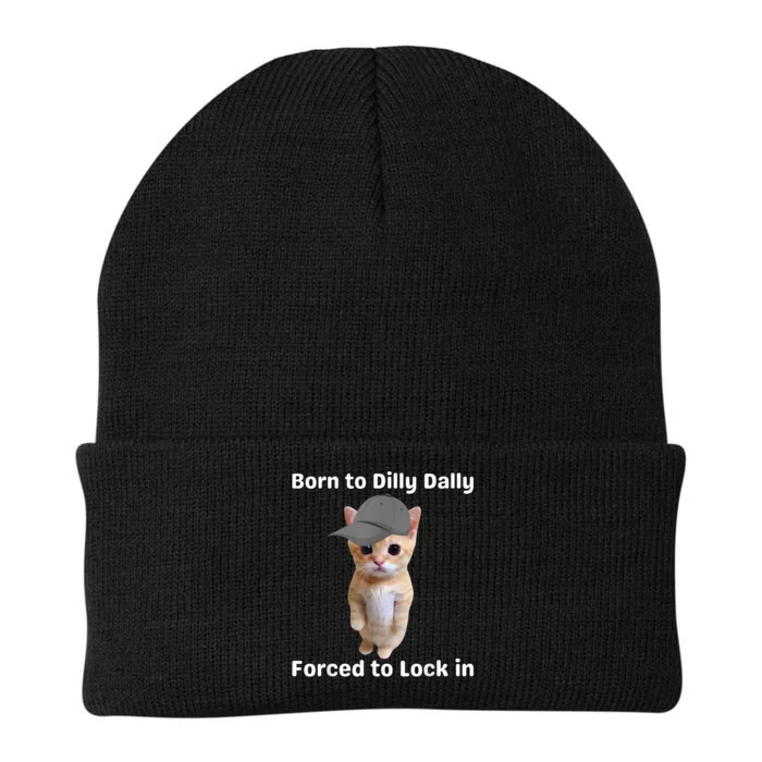 Born To Dilly Dally Forced To Lock In Cat Knit Cap Winter Beanie