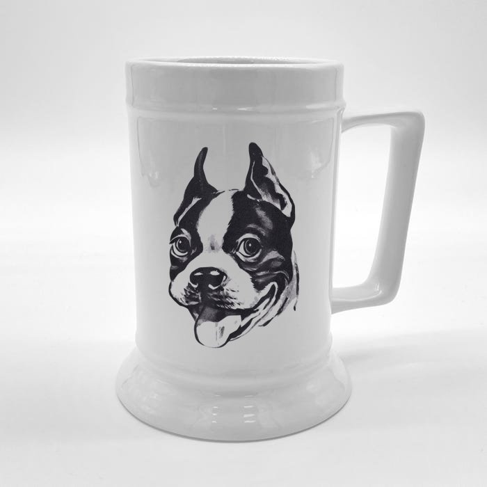 Boston Terrier Dog Lovers Funny Dog Face Classic Front & Back Beer Stein