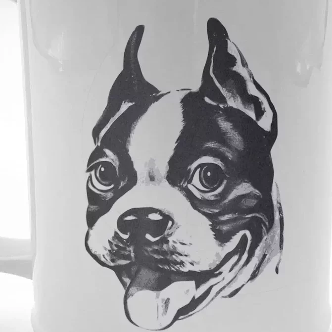 Boston Terrier Dog Lovers Funny Dog Face Classic Front & Back Beer Stein