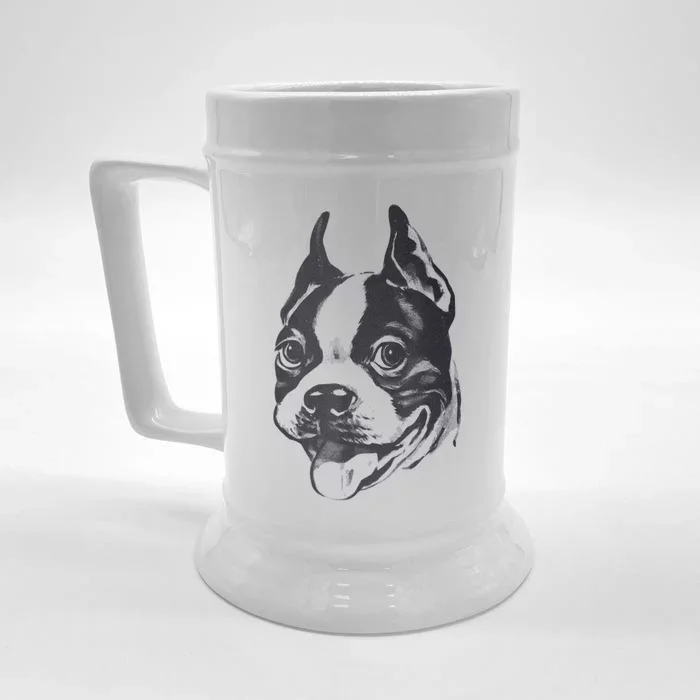 Boston Terrier Dog Lovers Funny Dog Face Classic Front & Back Beer Stein