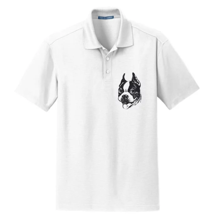 Boston Terrier Dog Lovers Funny Dog Face Classic Dry Zone Grid Performance Polo