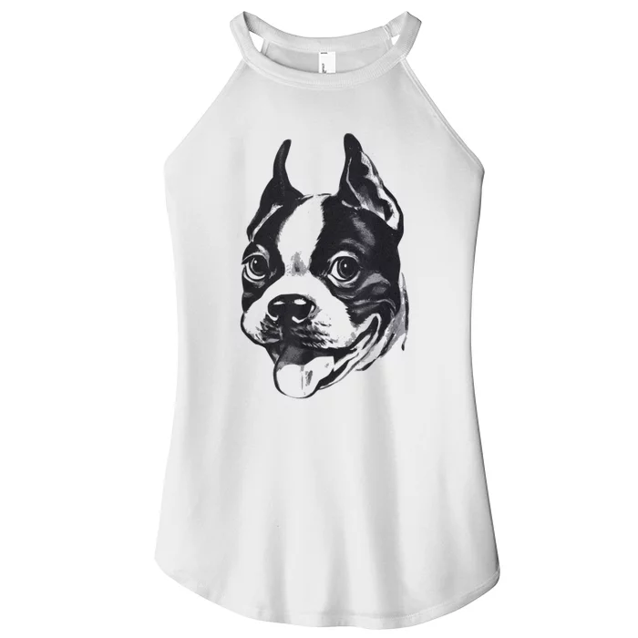 Boston Terrier Dog Lovers Funny Dog Face Classic Women’s Perfect Tri Rocker Tank