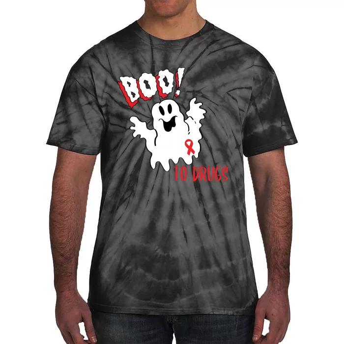 Boo To Drugs Drug Free Me Red Ribbon Week Ghost Halloween Tie-Dye T-Shirt