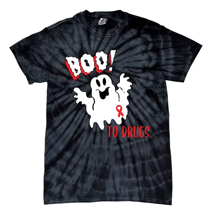 Boo To Drugs Drug Free Me Red Ribbon Week Ghost Halloween Tie-Dye T-Shirt