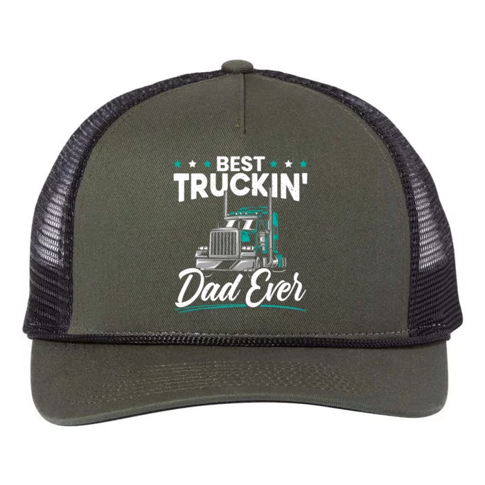 Best Trucking Dad Ever For A Trucker Dad Fathers Day Retro Rope Trucker Hat Cap