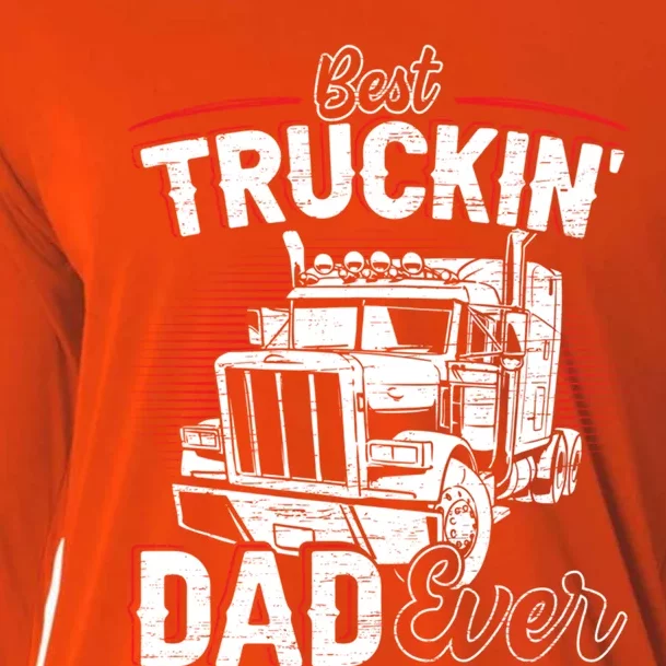 Best Trucking Dad Ever Truck Driver Fathers Day Gift Cooling Performance Long Sleeve Crew