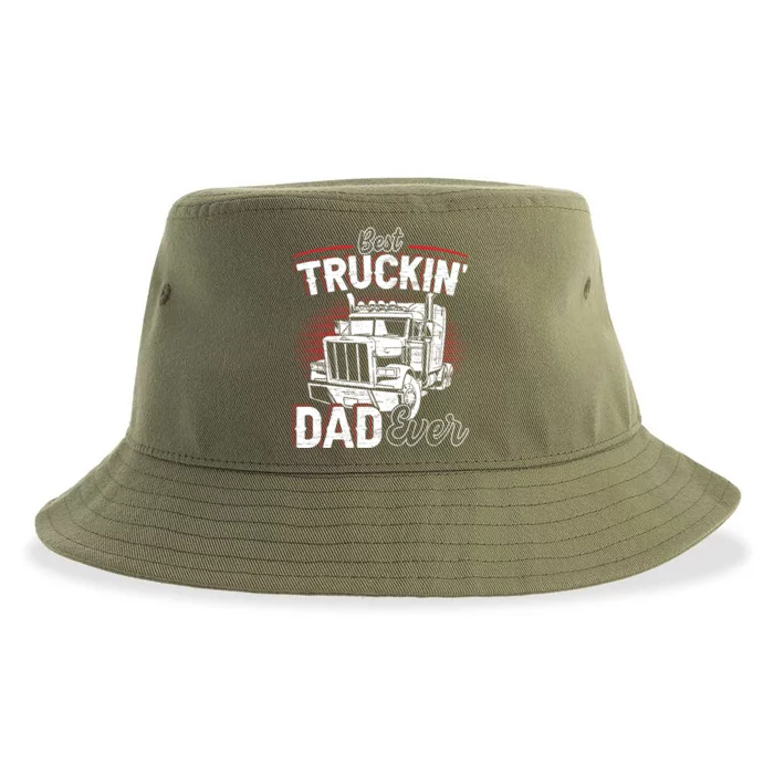 Best Trucking Dad Ever Truck Driver Fathers Day Gift Sustainable Bucket Hat