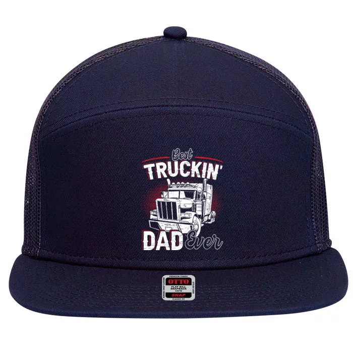 Best Trucking Dad Ever Truck Driver Fathers Day Gift 7 Panel Mesh Trucker Snapback Hat