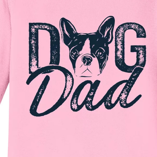 Boston Terrier Dog Dad Baby Long Sleeve Bodysuit