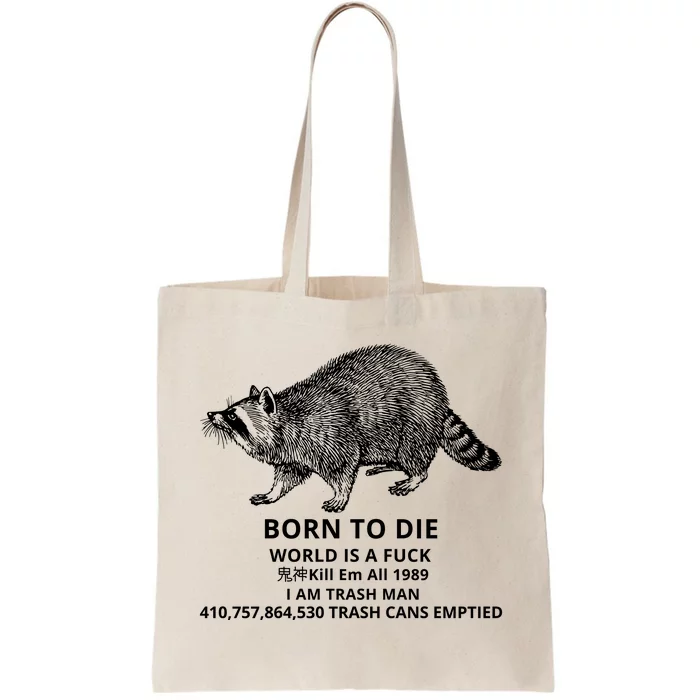 Born To Die World Is A Fuck Raccoon Funny Meme Tote Bag