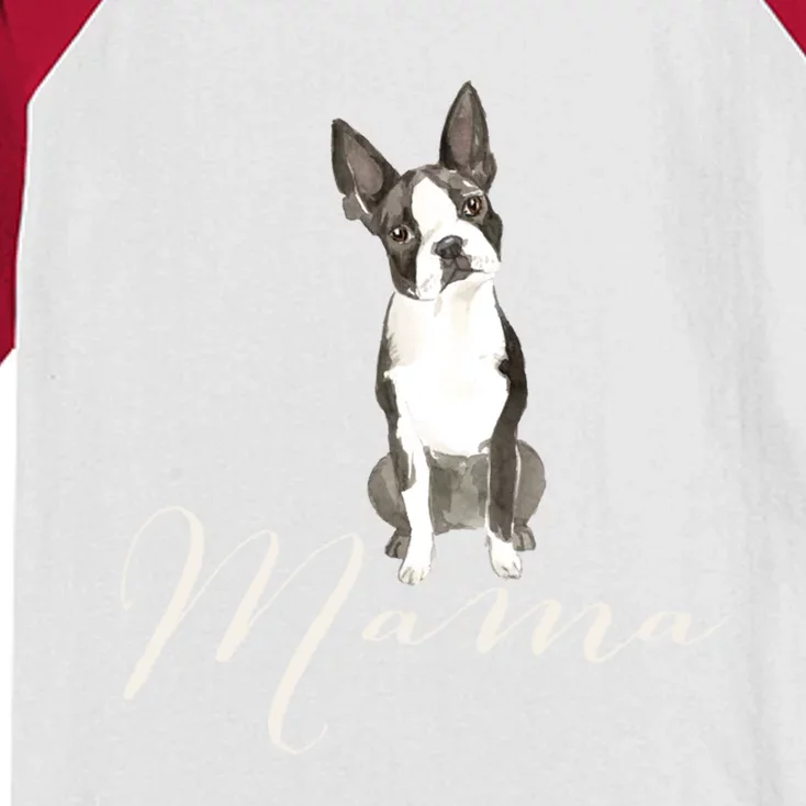 Boston Terrier Dog Mama Gift Boston Terrier Dog Mom Present Gift Kids Colorblock Raglan Jersey