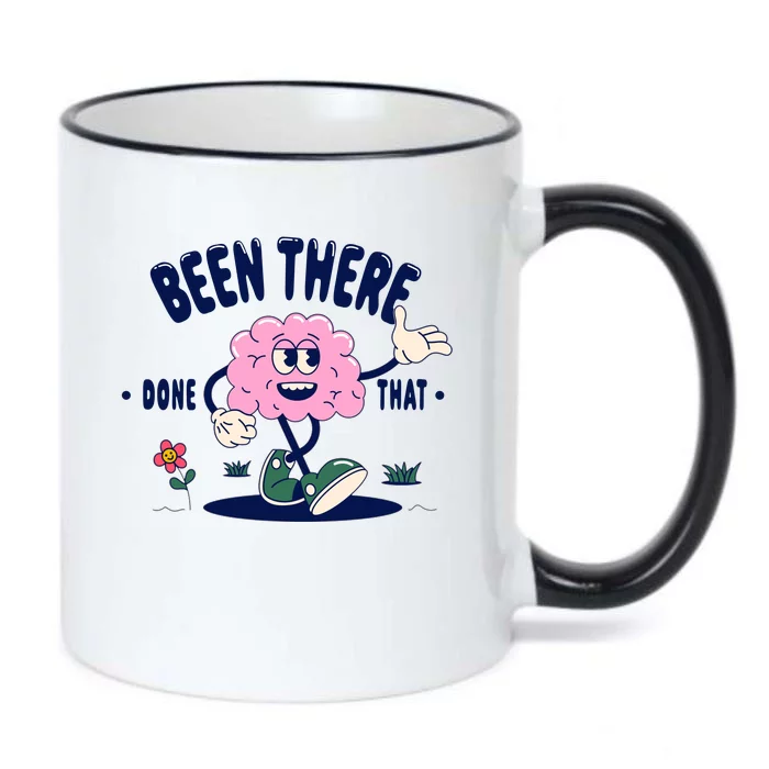 Been There Done That Retro Cartoon Brain Black Color Changing Mug