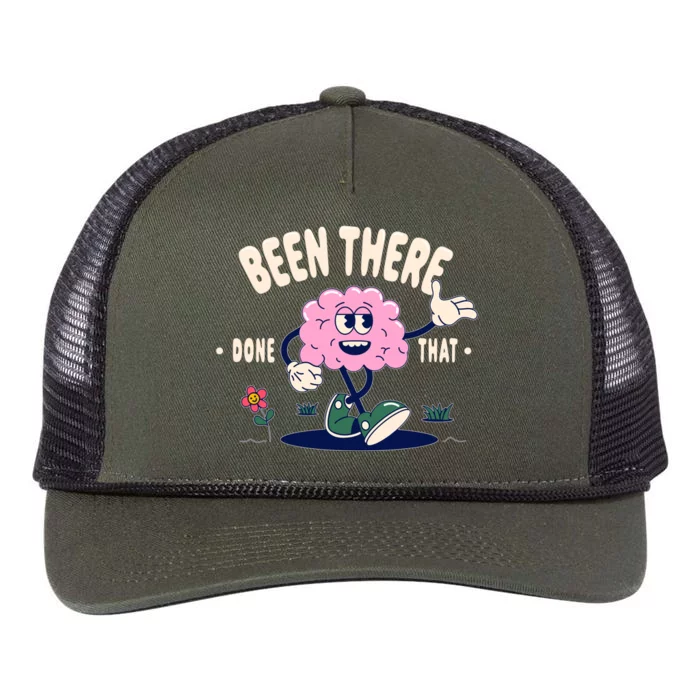 Been There Done That Retro Cartoon Brain Retro Rope Trucker Hat Cap