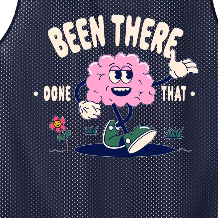 Been There Done That Retro Cartoon Brain Mesh Reversible Basketball Jersey Tank