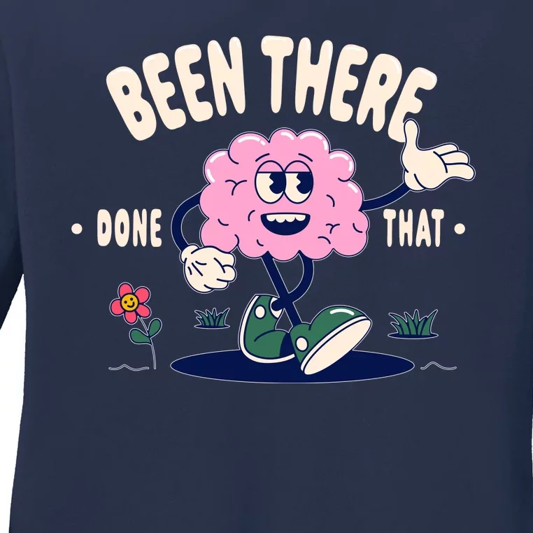 Been There Done That Retro Cartoon Brain Ladies Long Sleeve Shirt