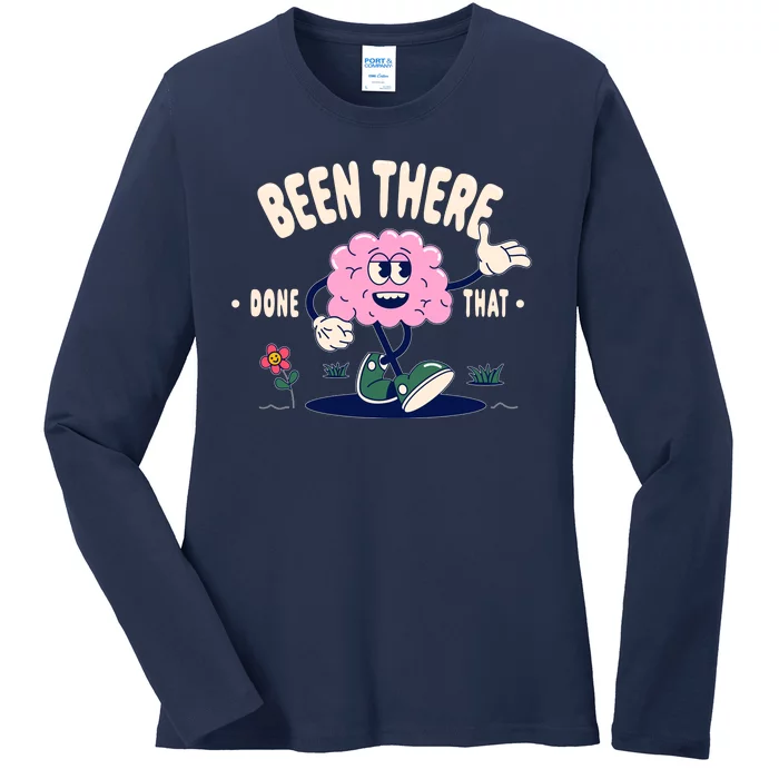 Been There Done That Retro Cartoon Brain Ladies Long Sleeve Shirt