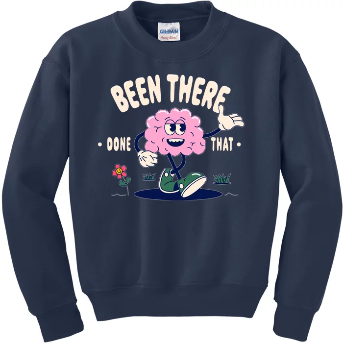 Been There Done That Retro Cartoon Brain Kids Sweatshirt