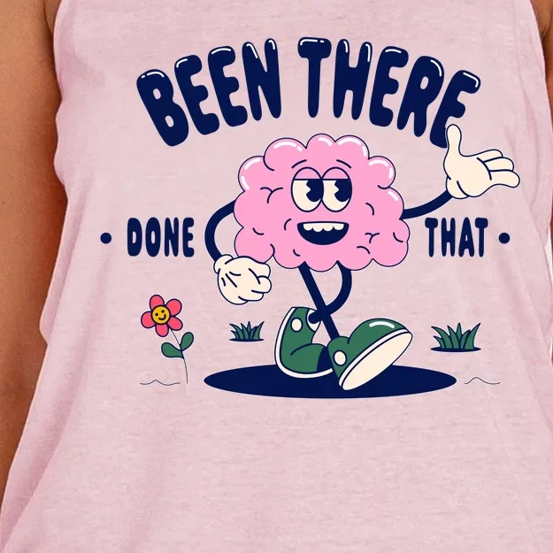 Been There Done That Retro Cartoon Brain Women's Knotted Racerback Tank