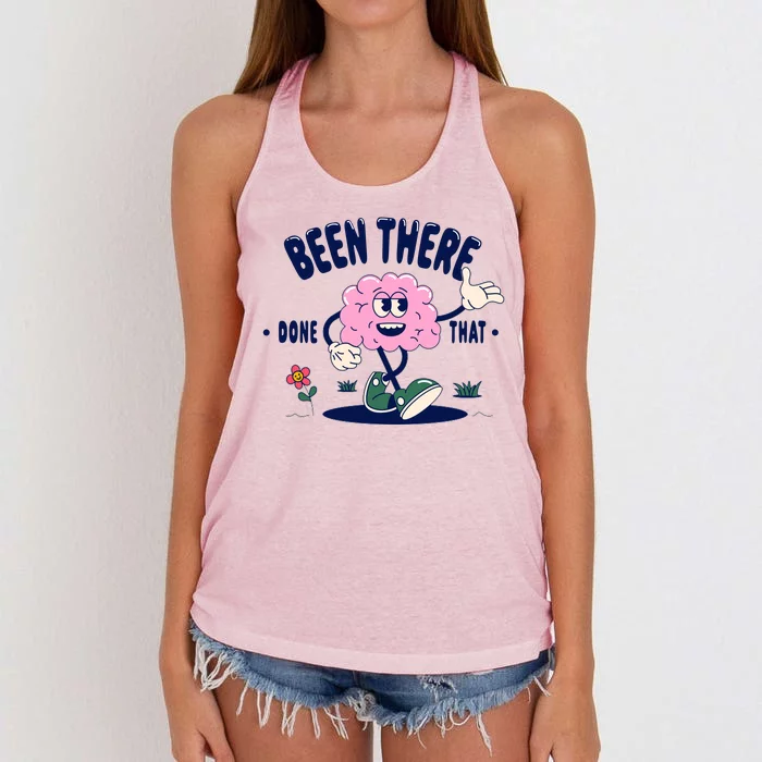 Been There Done That Retro Cartoon Brain Women's Knotted Racerback Tank