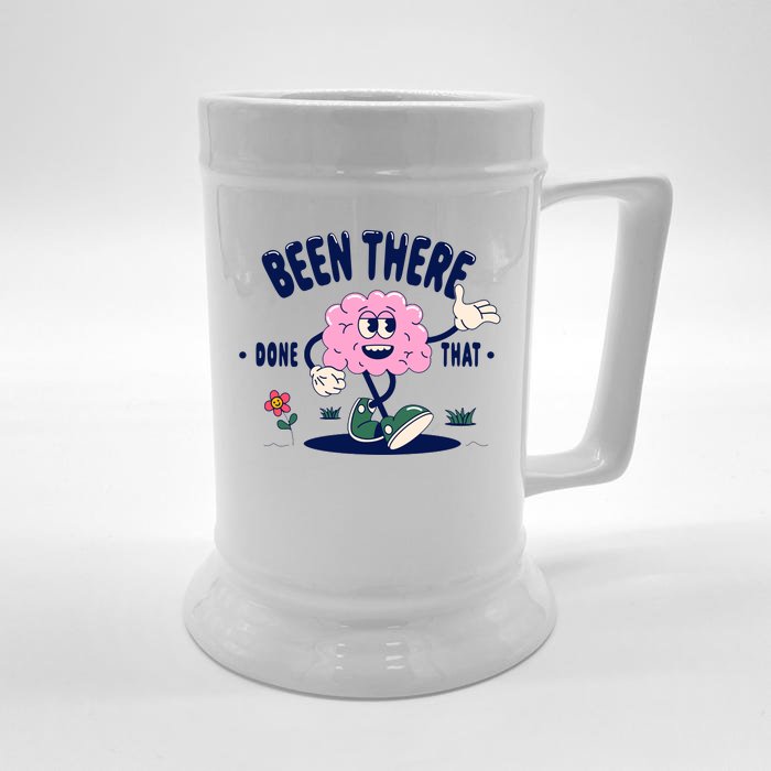 Been There Done That Retro Cartoon Brain Front & Back Beer Stein