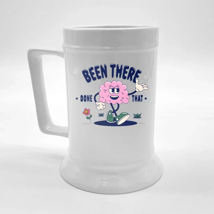 Been There Done That Retro Cartoon Brain Front & Back Beer Stein