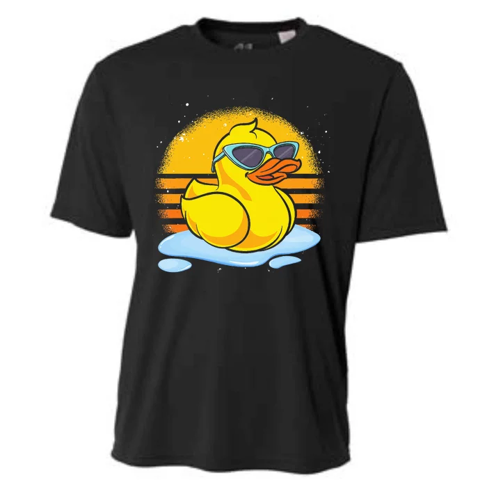 Bath Toy Duckie Cute Ducky Cool Sunglasses Retro Rubber Duck Cooling Performance Crew T-Shirt