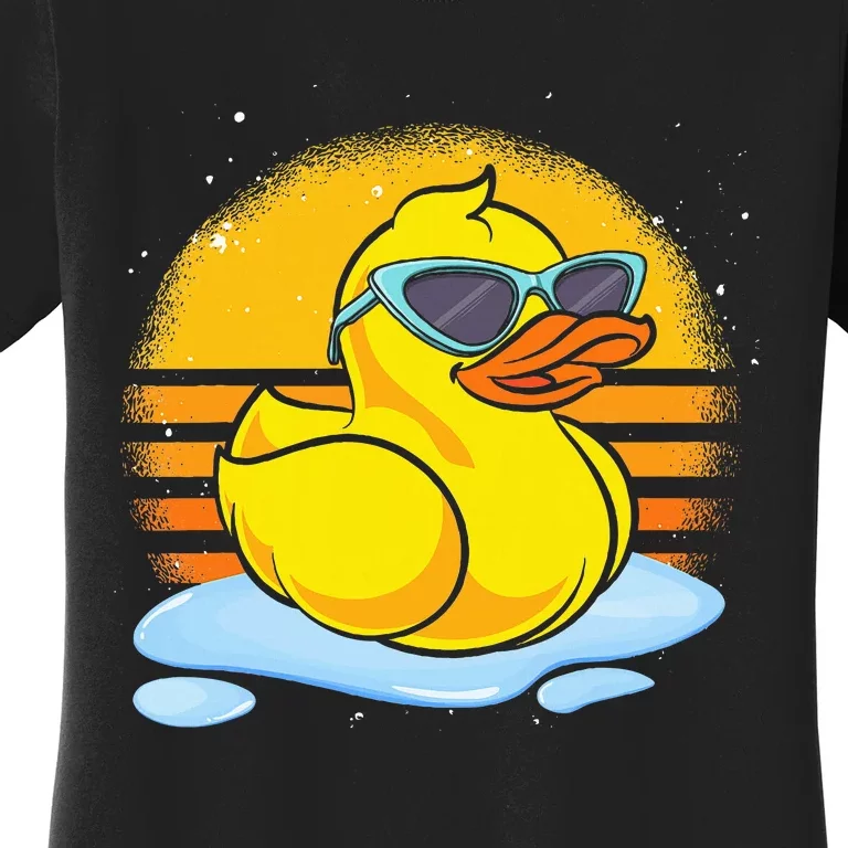 Bath Toy Duckie Cute Ducky Cool Sunglasses Retro Rubber Duck Women's T-Shirt