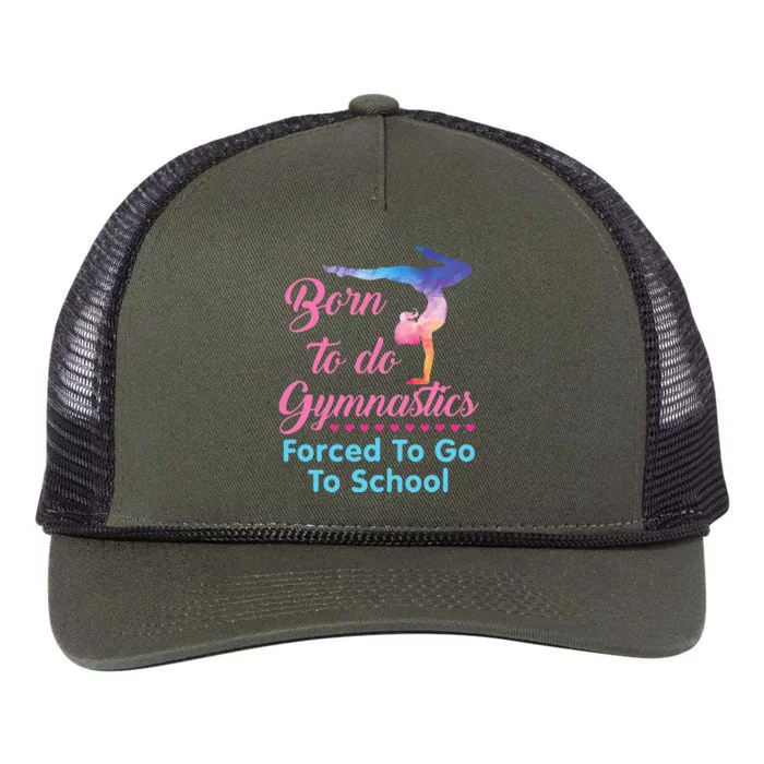 Born to Do Gymnastics Forced to Go to School Funny Gymnast Retro Rope Trucker Hat Cap