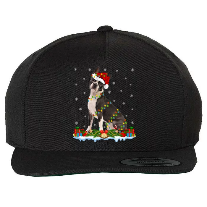 Boston Terrier Dog Xmas Lighting Boston Terrier Christmas Cute Gift Wool Snapback Cap