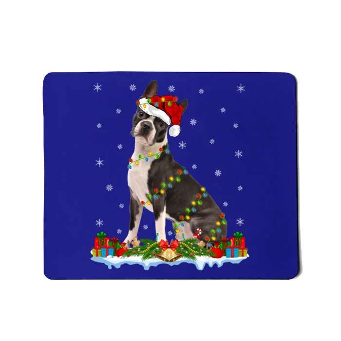 Boston Terrier Dog Xmas Lighting Boston Terrier Christmas Cute Gift Mousepad