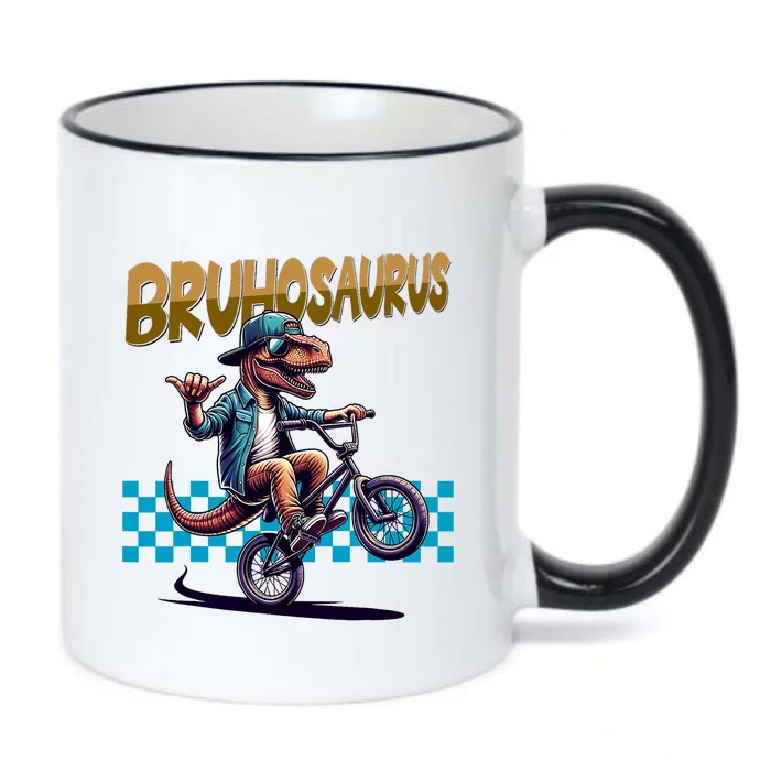 Bruhosaurus Trex Dinosaur Riding Bmx Bike Black Color Changing Mug