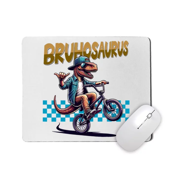 Bruhosaurus Trex Dinosaur Riding Bmx Bike Mousepad