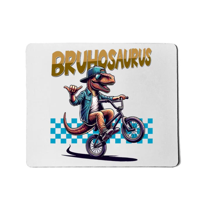 Bruhosaurus Trex Dinosaur Riding Bmx Bike Mousepad