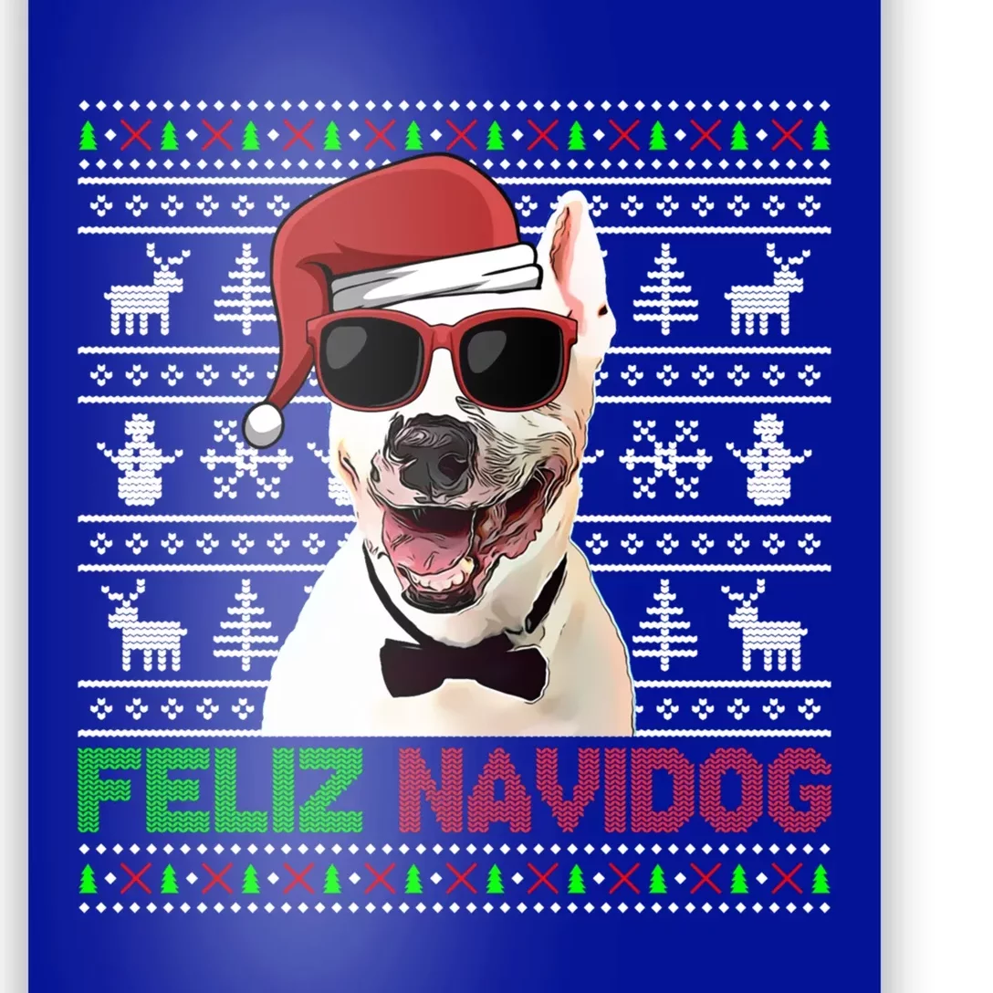 Bull Terrier Dog Feliz Navidog Funny Christmas Gift Poster