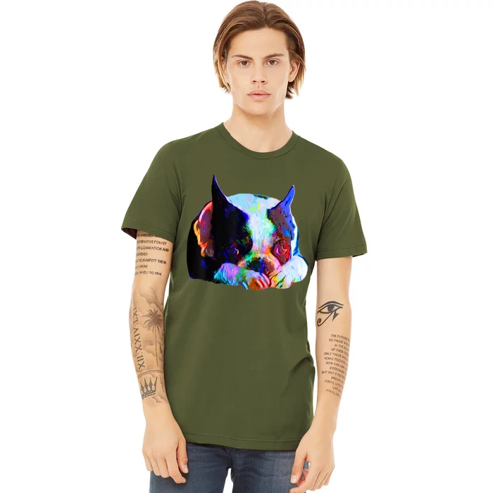 Boston Terrier Dog Lover Art Artsy Colorful Boston Terrier Premium T-Shirt