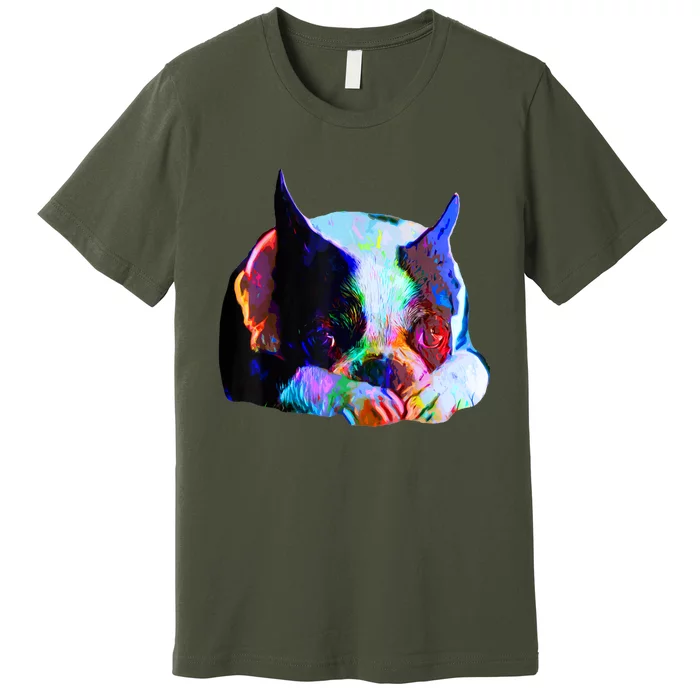 Boston Terrier Dog Lover Art Artsy Colorful Boston Terrier Premium T-Shirt