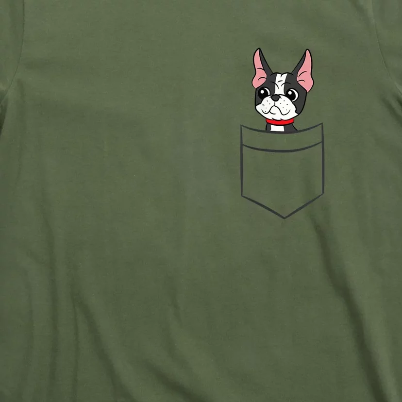 Boston Terrier Dog In The Pocket Funny Boston Terrier T-Shirt