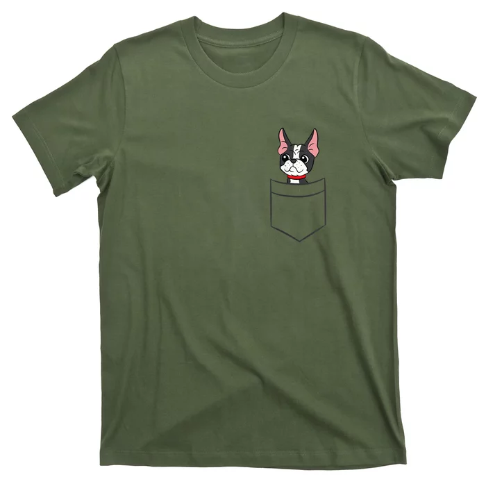 Boston Terrier Dog In The Pocket Funny Boston Terrier T-Shirt