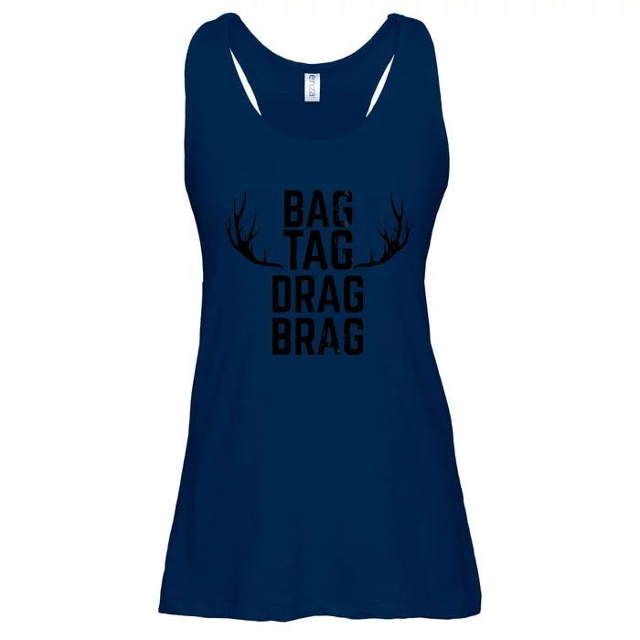 Bag Tag Drag Brag Funny Deer Hunting Design Ladies Essential Flowy Tank