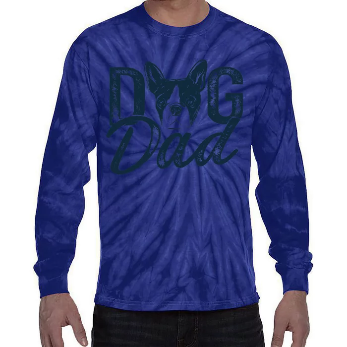 Boston Terrier Dog Dad Tie-Dye Long Sleeve Shirt