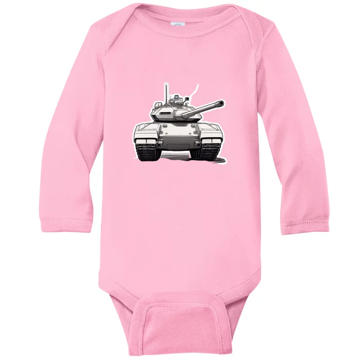 Battle Tank Design Baby Long Sleeve Bodysuit