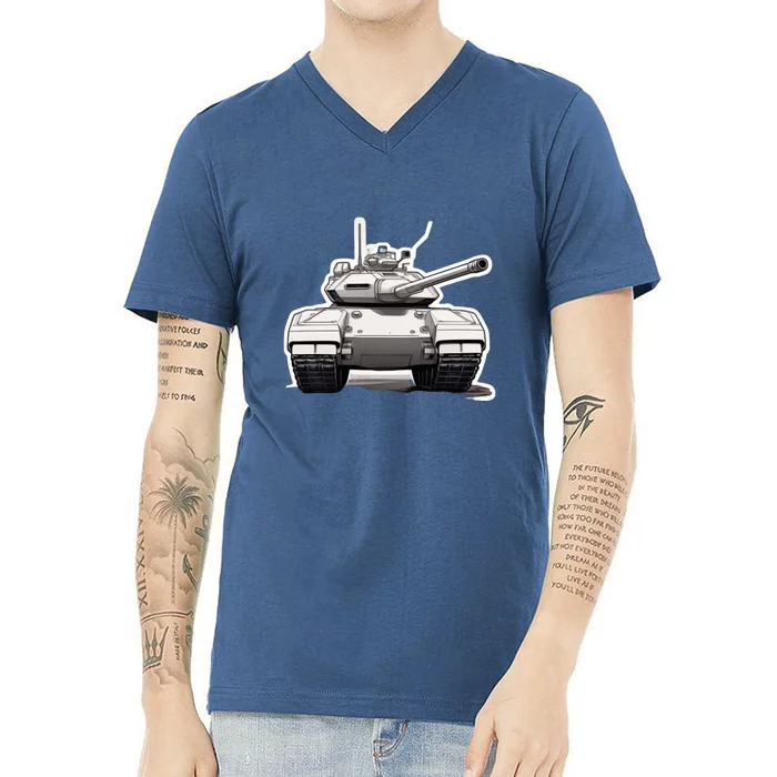 Battle Tank Design V-Neck T-Shirt