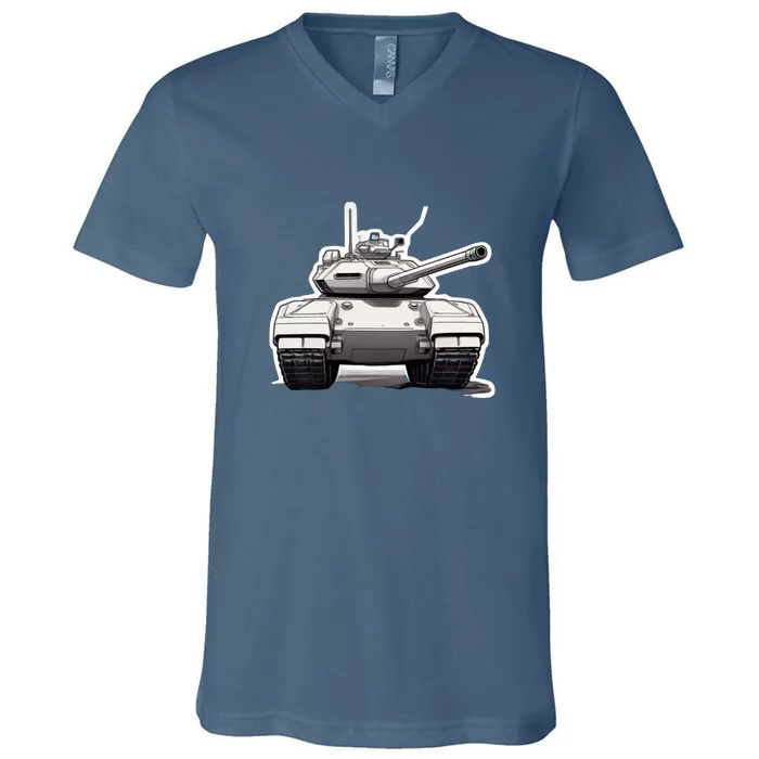 Battle Tank Design V-Neck T-Shirt