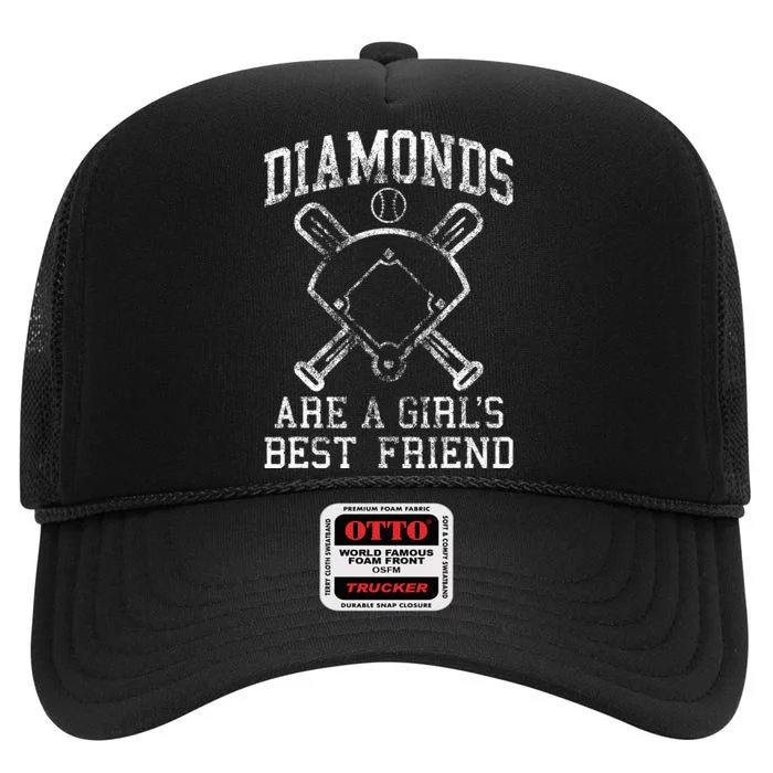 Baseball Tee Diamonds Are A Best Friend Baseball High Crown Mesh Trucker Hat