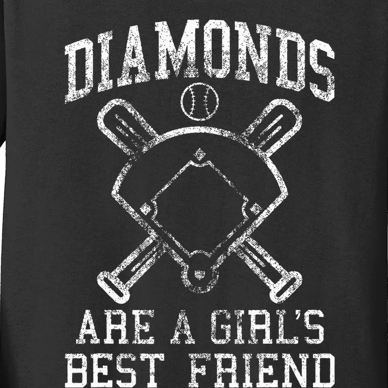 Baseball Tee Diamonds Are A Best Friend Baseball Kids Long Sleeve Shirt